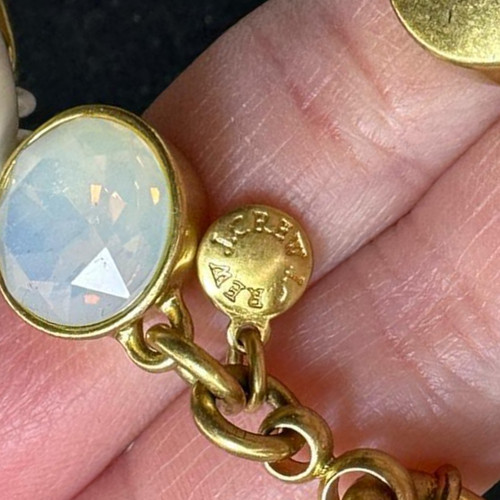 Necklace 18" Moonstone & White Flowers Rhinestone J CREW Vintage M-6814 - Picture 6 of 6