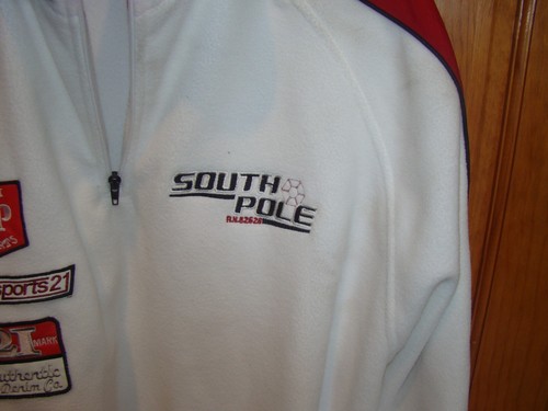 Vintage South Pole Fleece Herren XXL Sweatshirt 1/4 Reißverschluss Patches Stickerei Neu mit Etikett - Bild 3 von 9