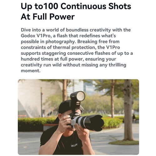 Godox V1 Pro V1Pro-F TTL flash testa rotonda sulla fotocamera Speedlite per Fujifilm - Foto 10 di 11