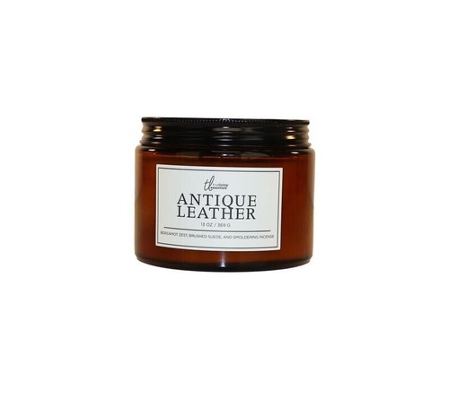 true living essentials antique leather candle 13 oz
