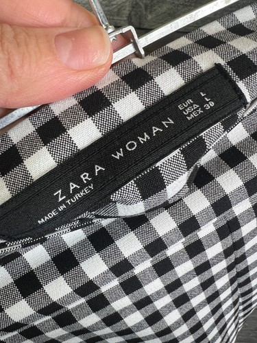 Pantalones Cortos Mujer Zara Talla Grande Negro Blanco Cuadros Guinga Bordados Floral - Imagen 5 de 9