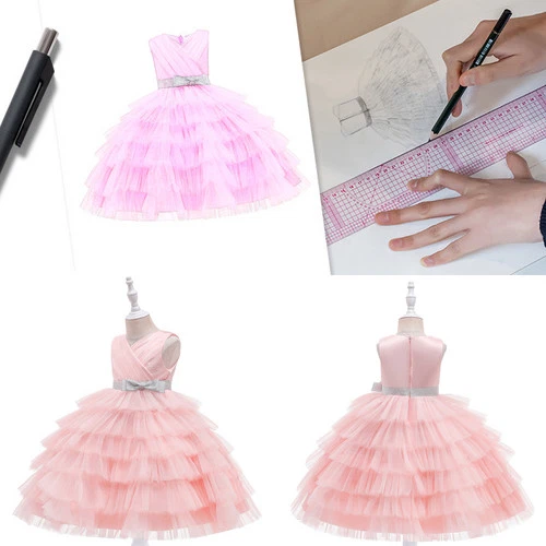 Niñas Vestido de Dama de honor Flor Niños Bebé Princesa Fiesta Encaje Vestidos de Boda Foto 2 de 4