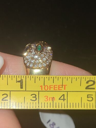 18k Diamond Ring W Sapphire, Rubies & Emerald, 18k Wide Ring, Wide Diamond Band - Picture 7 of 24
