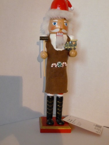 WEIHNACHTSMANN NUSSKNACKER MIT SPIELZEUGEISENBAHN UND HAMMER - 15 ZOLL - Bild 2 von 3