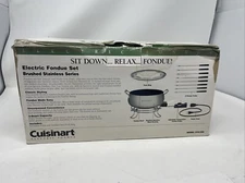 Cuisinart Electric FONDUE Set Machine Model CFO-3SS 3 Quart Stainless Steel Open