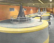 Interior Power House Giant Generators Western Kentucky Dam Linen Postcard