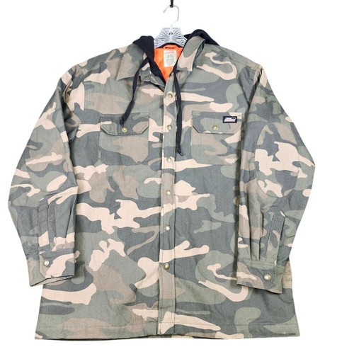 Dickies Premium Camo Hooded Work Shirt Jacket Military Style Outdoor Gear