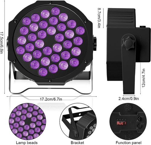 180W Akku UV Schwarzlicht Par Bühnenlicht 36LED DMX Wiederaufladbar Scheinwerfer - Bild 12 von 23
