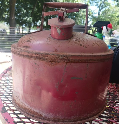 Vintage Red Spring Handle 3 Gallon Metal Gas Can- Pre-owned
