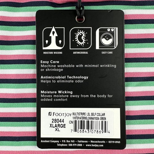 FootJoy FJ Men's Polo Shirt - Golf - Short Sleeve - Multicolor Stripe - XL - Picture 16 of 17