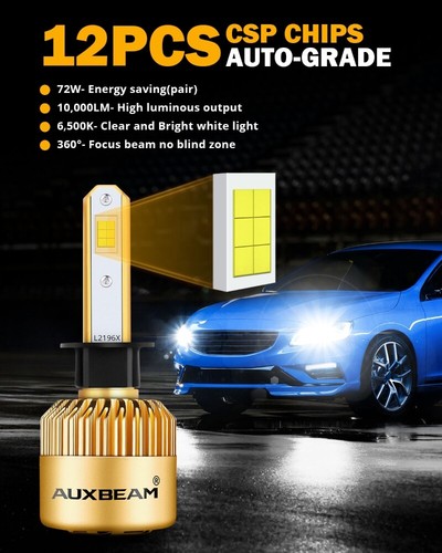 AUXBEAM H1+H1+H11 H8 LED Headlight Hi/Lo Beam+Fog Light Combo Kit White 6x Bulbs - Picture 6 of 12