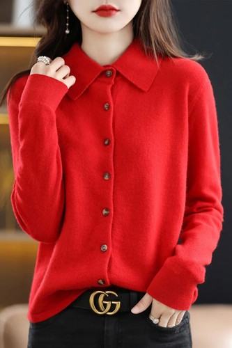 Sweater Knitted Shirt with Loose Long-Sleeved Non-Cashmere Cardigan - Bild 15 von 31
