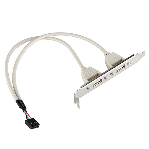 9-pin Header to USB Bracket 2 Port Female Desktop PC Case PCI Rear Back Mount - Picture 1 of 5