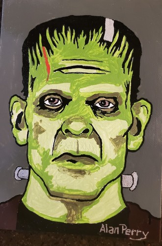 Frankenstein's Monster, Original 5" x 7" Acrylic Painting - Bild 4 von 5