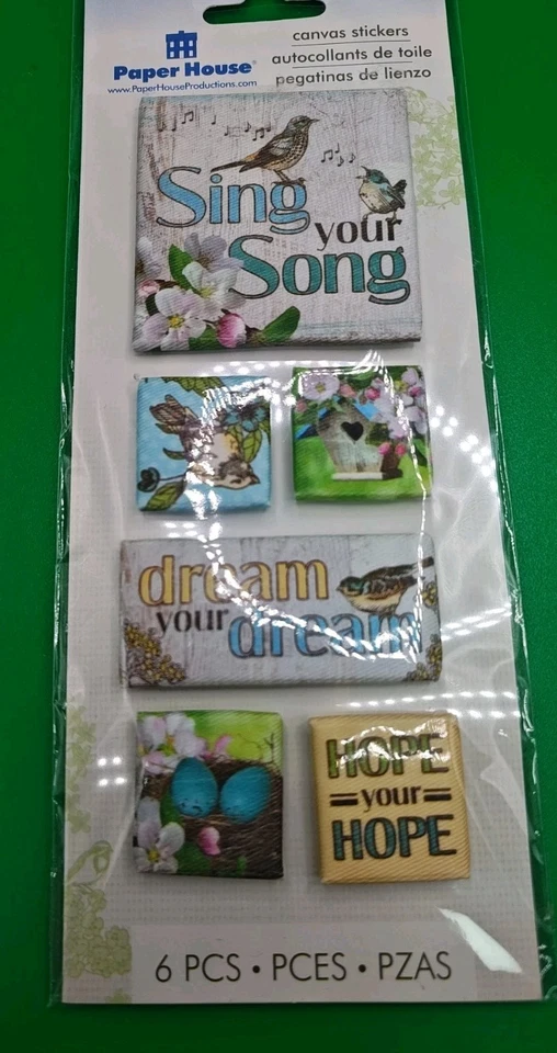 纸屋帆布贴纸春天、艺术、花朵、鸟类、希望、梦想多色  — 第 2/4 张图片