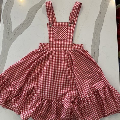Red Gingham Dress & Bloomers Homemade Size Small Milkmaid Mary Anne Style