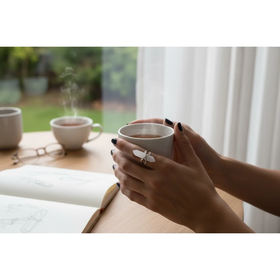 Anillo único con punta de cristal tono plata banda de metal anillo llamativo para mujer talla 8 Foto 2 de 3