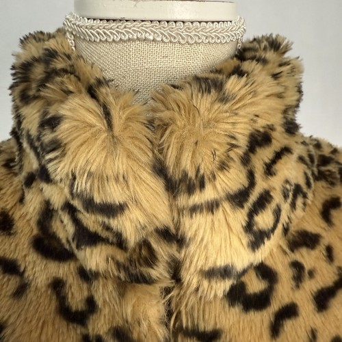 Ralph Lauren Short Animal Print Jacket Faux Fur XL Hook and Loop close 2 pockets - Picture 7 of 17