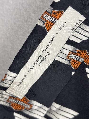 Corbata Harley-Davidson vintage para hombre talla única negra seda cromo logotipo hecha en EE. UU. AÑOS 90 - Imagen 2 de 10