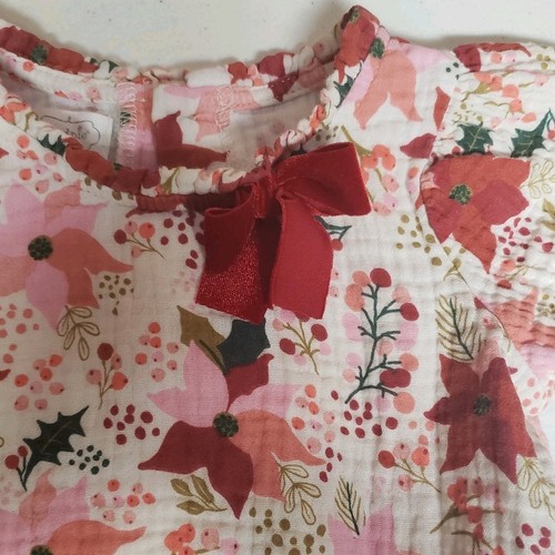 Mud Pie Baby Girls' Winter Poinsettia One-Piece Long-Sleeve Bodysuit Size 9-12 M - Picture 5 of 8