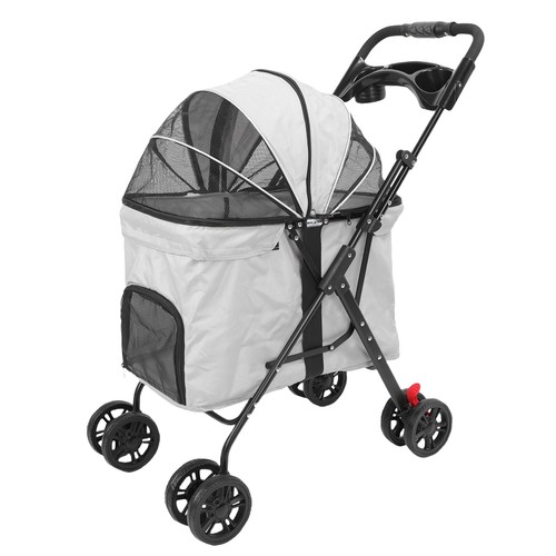 Foldable Pet Stroller 360° Front Wheel Dog Strolling Cart For Medium Large Dogs - Picture 11 of 24