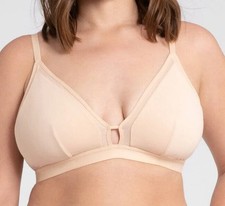 All You Lively Women's Wireless Mesh Trim Bralette Bra - Size 1 32-34 Beige