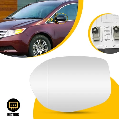 Heated Mirror Glass Driver LH Side With Backing for 2014-2017 Honda Odyssey