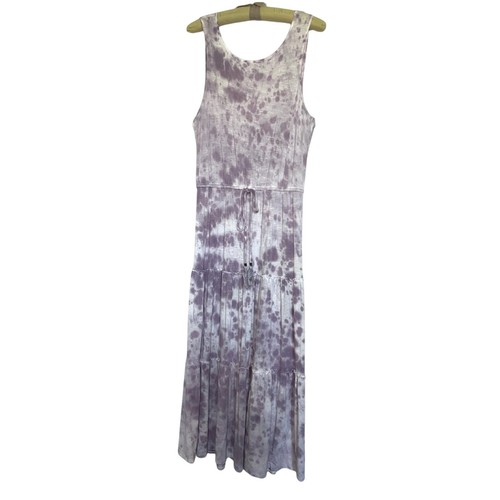 Knox Rose Purple Tie Dye Tiered Scoop Back Tank Maxi Dress Size Medium NWOT - Picture 2 of 11