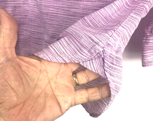 JCP JC Penny Women's Collar Purple White Stripe Button Up Pocket 3/4 Sleeve PM - Picture 6 of 10