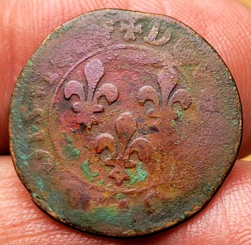 1624 ? MONEDA TESORO DOBLE TORNOIS COMERCIO PIEL CANADÁ Francia - Imagen 2 de 2