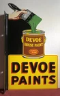VINTAGE DEVOE HOUSE PAINTS 20” PORCELAIN DOUBLE SIDED FLANGE SIGN