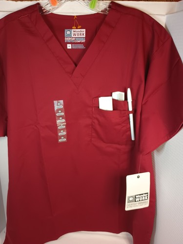 Burgandy Scrub Top M Wonder Wink Uniform New - Picture 3 of 11