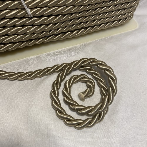NEW 12 Continuous Yards 9mm Beige Champagne Color Satin Twist Cord Rope Trim - Picture 3 of 3
