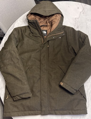 The North Face Full Zip/Snap Canvas Dryvent Parka Coat Mens XL Dark Tan 3M Logo - Picture 1 of 12