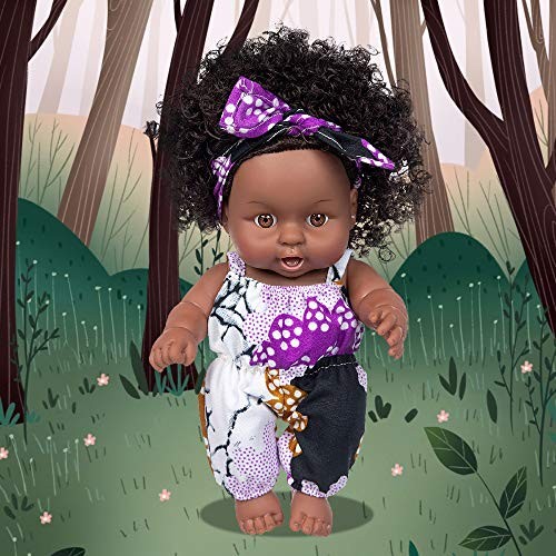 2 Pcs 8 Inch Black Baby Doll African Washable Realistic Silicone Baby Dolls - Picture 4 of 8