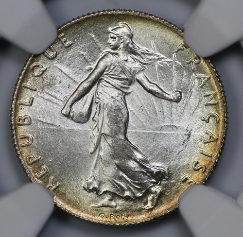 1912 France Silver 50 Centimes NGC MS 65 - Picture 2 of 4