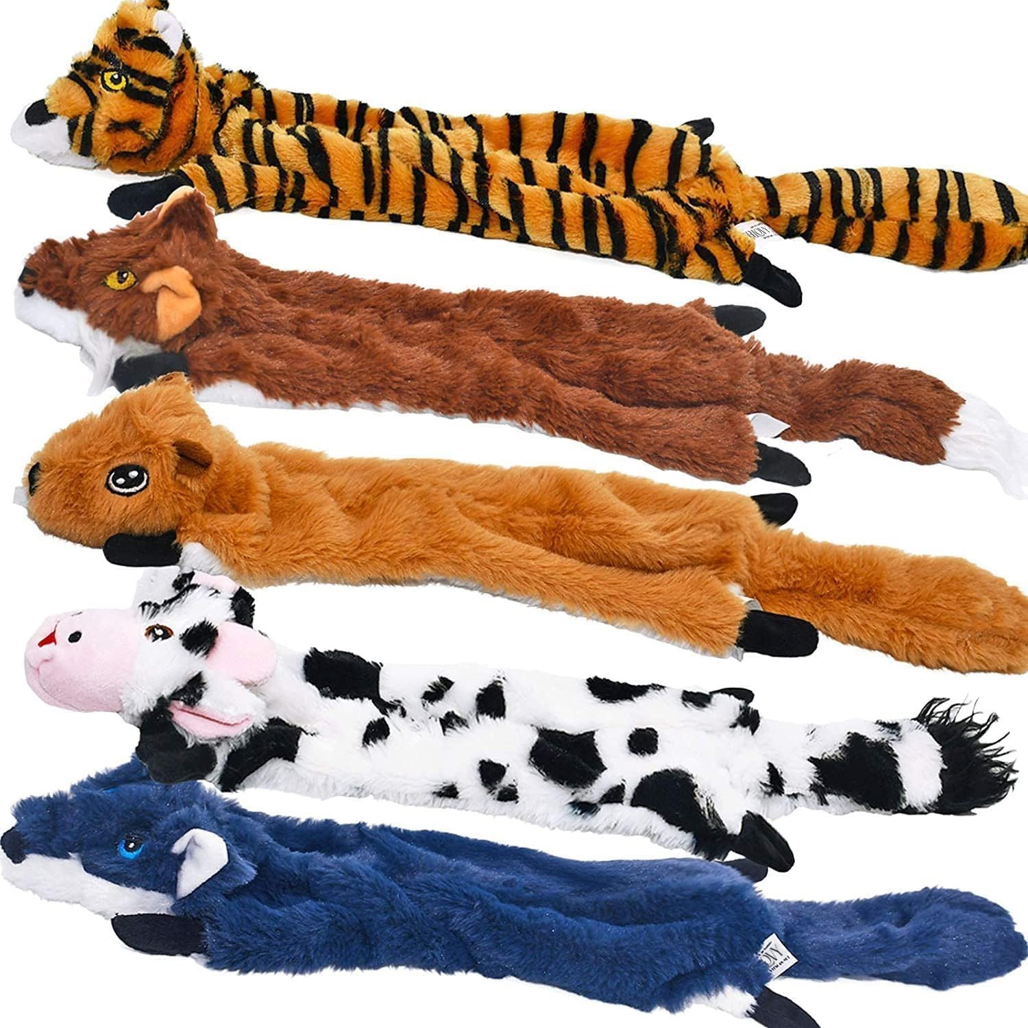 SHARLOVY Dog Squeaky Toys 5 Pack, Pet Crinkle Toy No Stuffing Animals Plush, Dog