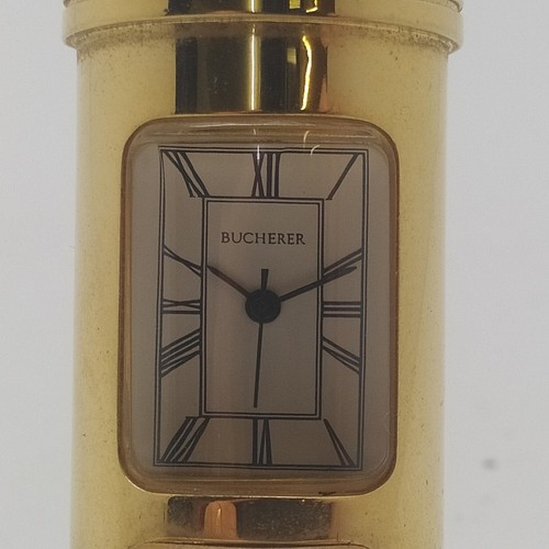 Orologio da tavolo svizzero Bucherer a tema golf, dorato. Mazza spezzata - Picture 3 of 5