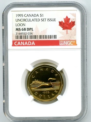 1995 $1 CANADA LOON NGC MS68 DPL DEEP PROOF LIKE UNC LOONIE COIN DOLLAR POP 4