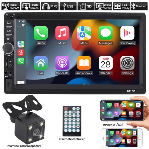 Double Din 7" Touch Screen Apple Carplay Android Auto Car Stereo Radio Bluetooth