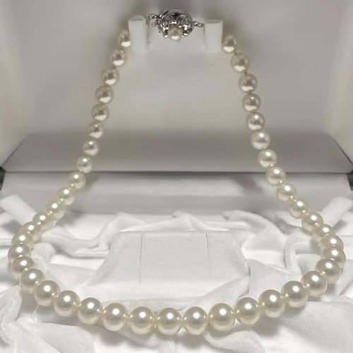 Hanadama Akoya Pearl Necklace 8-8.5mm 41cm Silver Japan w/ Box & Cert FROM JP - Picture 8 of 17