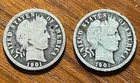 1901 P and 1901 O Barber Dimes QTY 2 - 90% Silver
