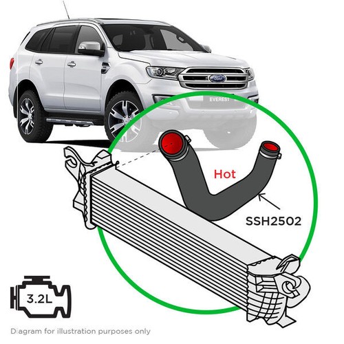 SAAS Silicon intake hose for Ford UA EVEREST 3.2L Hot side - Picture 3 of 4