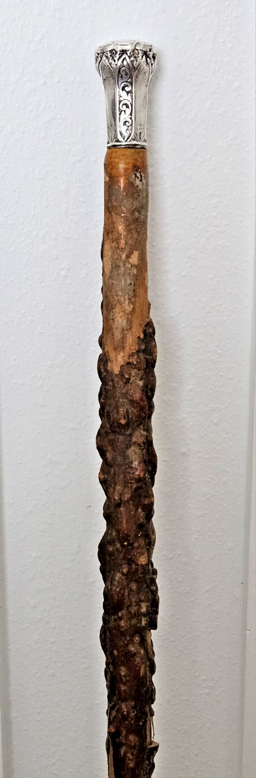 ANTIQUE CHASED SOLID SILVER WALKING STICK - DATED… - image 8