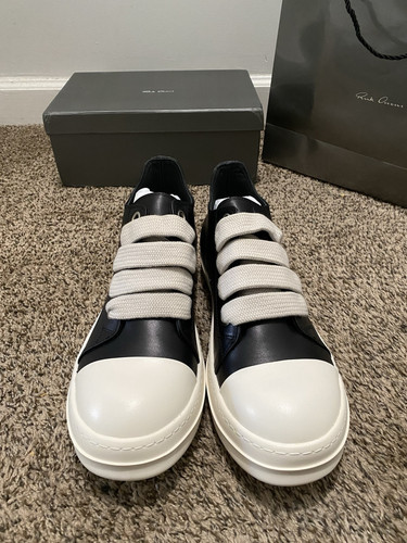Größe 11 Rick Owens Jumbo Schnürsenkel niedrige Turnschuhe schwarz - Bild 3 von 5