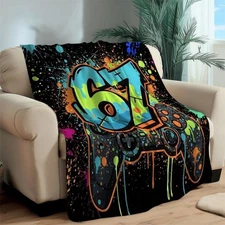 Graffiti style handle with numbers 67 Pattern Printed Blanket Flannel Throw