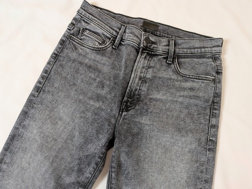 MOTHER JEANS Womens 29 The Insider Crop Step Fray Train Stops Gray - Picture 2 of 6