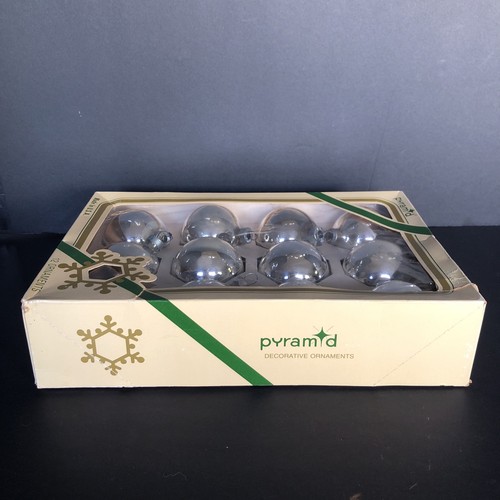 Rauch Set Of 12 Glass Ornaments- In Original Box Metallic Silver USA Vintage - Picture 18 of 23