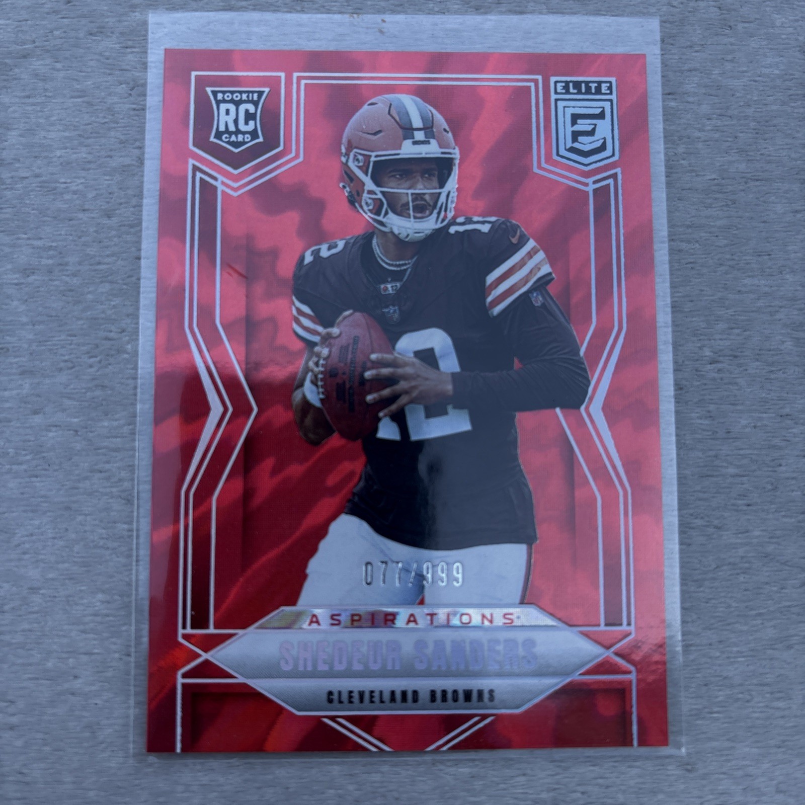 Shedeur Sanders 2025 Donruss Elite Aspirations Red /999 Holo RC CLE Browns 112