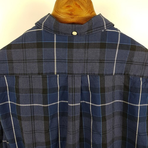 Barbour Hemd Herren XL Blau Grau Kariert Sandwood Tailored Fit Langarm Shirt - Picture 4 of 8